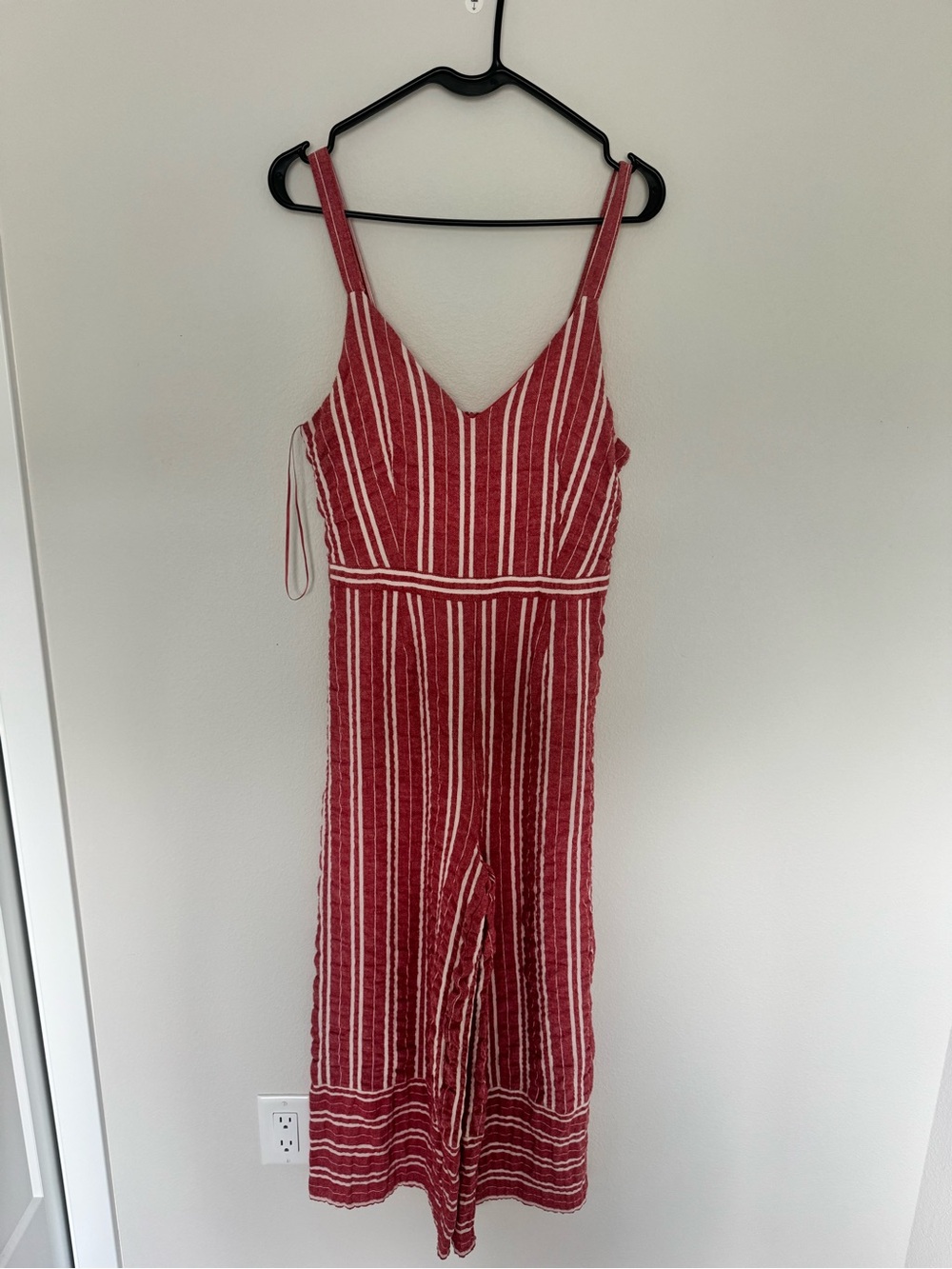Red Striped V-Neck Sleeveless Jumpsuit